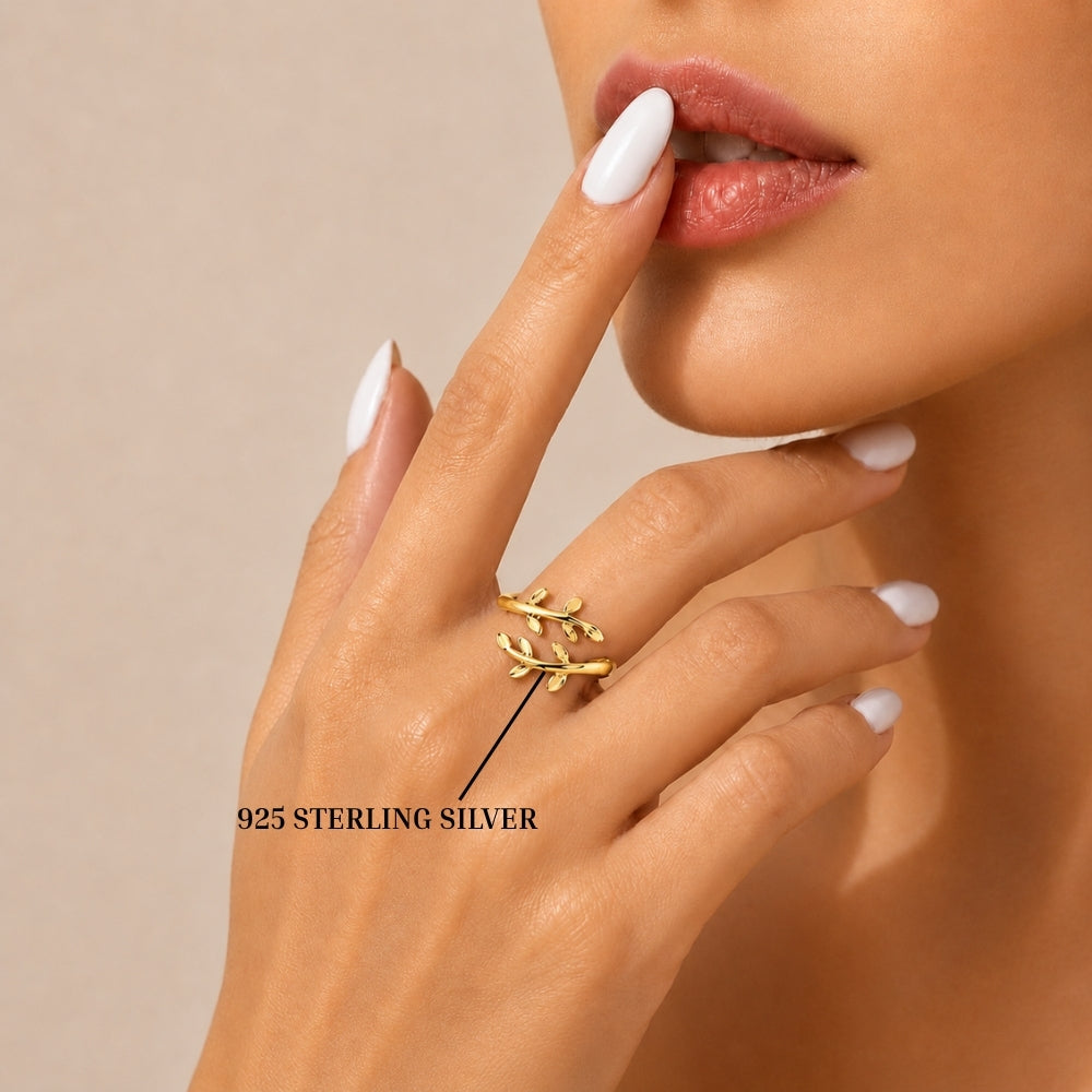 Nature-Inspired Leaf Vine Open Gold Plated Ring