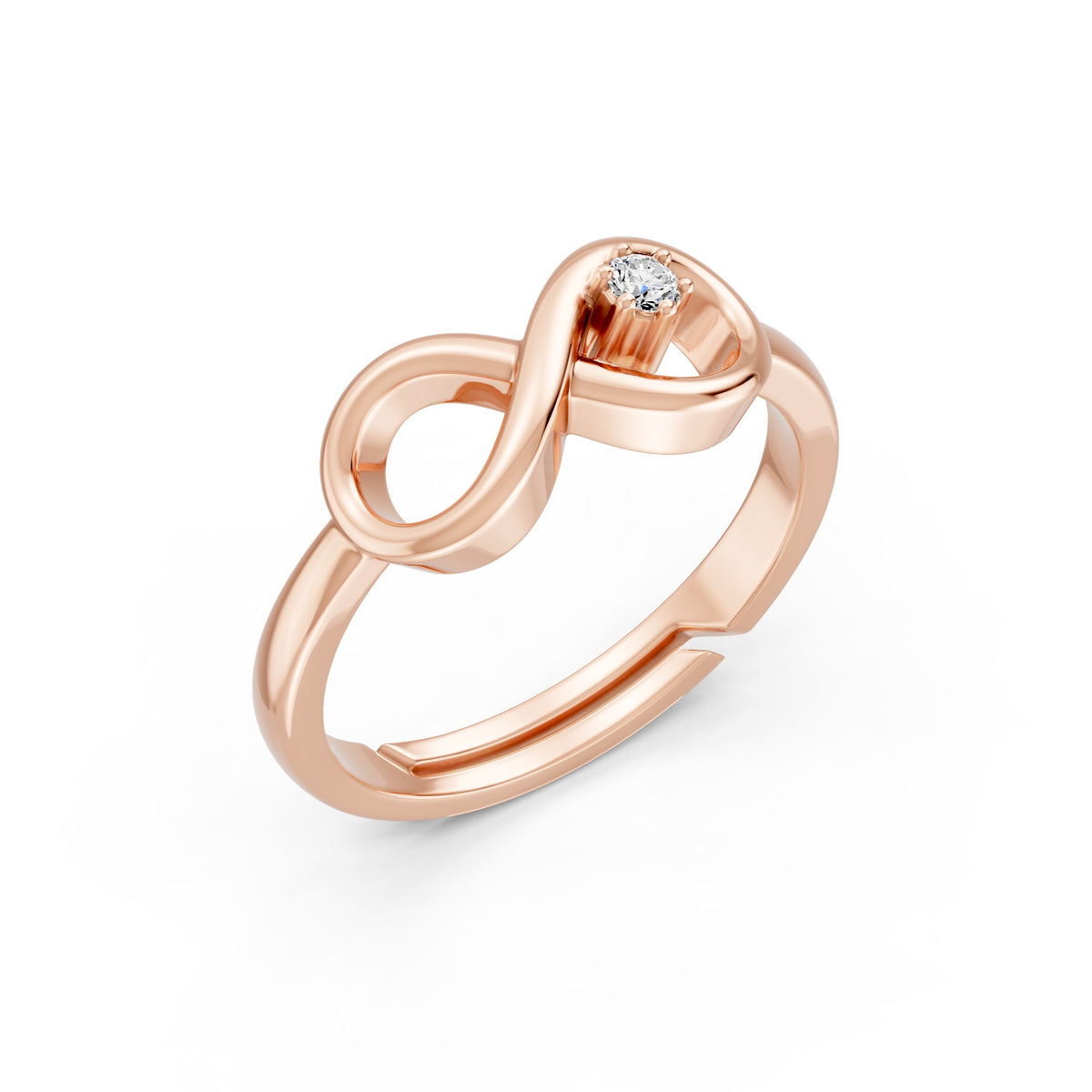 Infinity Loop Solitaire Rose Gold Plated Ring