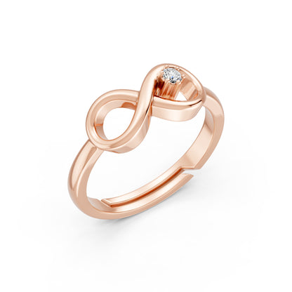 Infinity Loop Solitaire Rose Gold Plated Ring