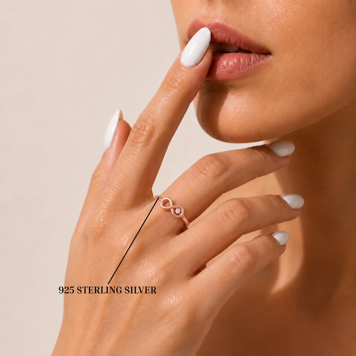 Infinity Loop Solitaire Rose Gold Plated Ring