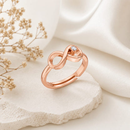 Infinity Loop Solitaire Rose Gold Plated Ring