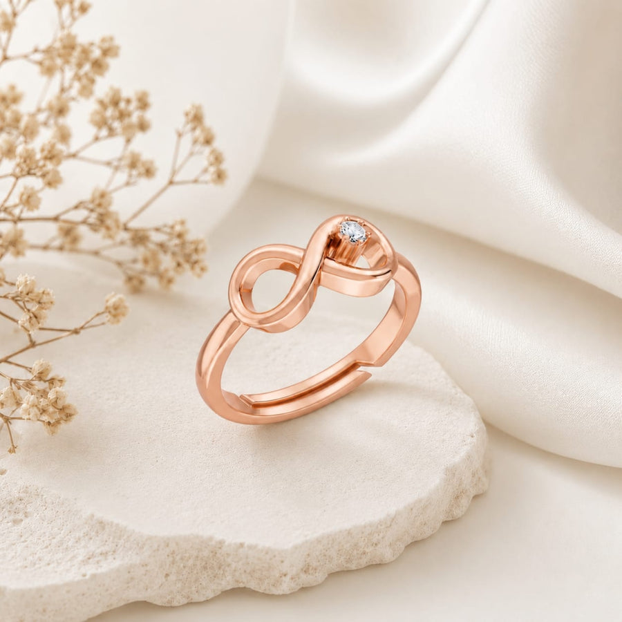Infinity Loop Solitaire Rose Gold Plated Ring