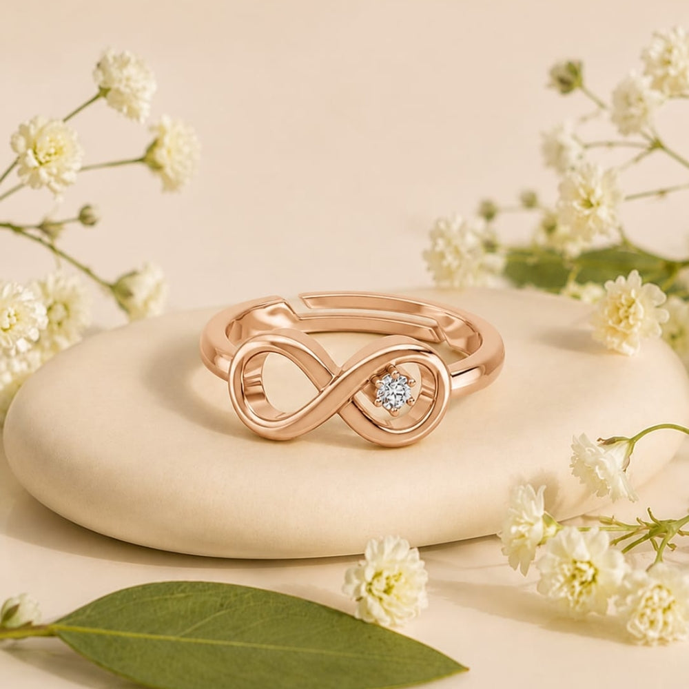 Infinity Loop Solitaire Rose Gold Plated Ring