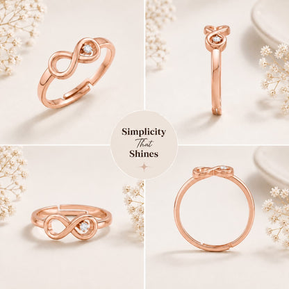 Infinity Loop Solitaire Rose Gold Plated Ring