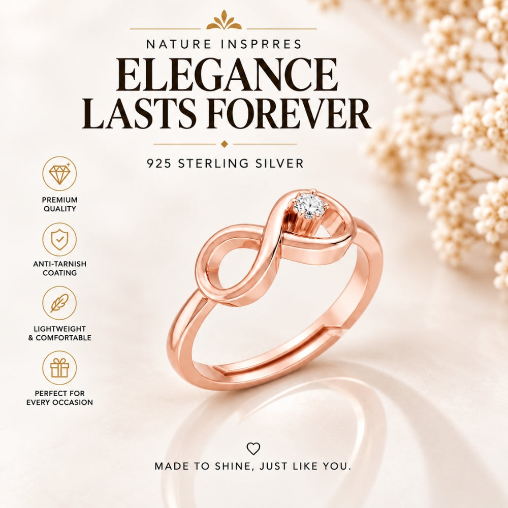 Infinity Loop Solitaire Rose Gold Plated Ring