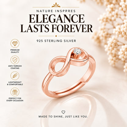 Infinity Loop Solitaire Rose Gold Plated Ring