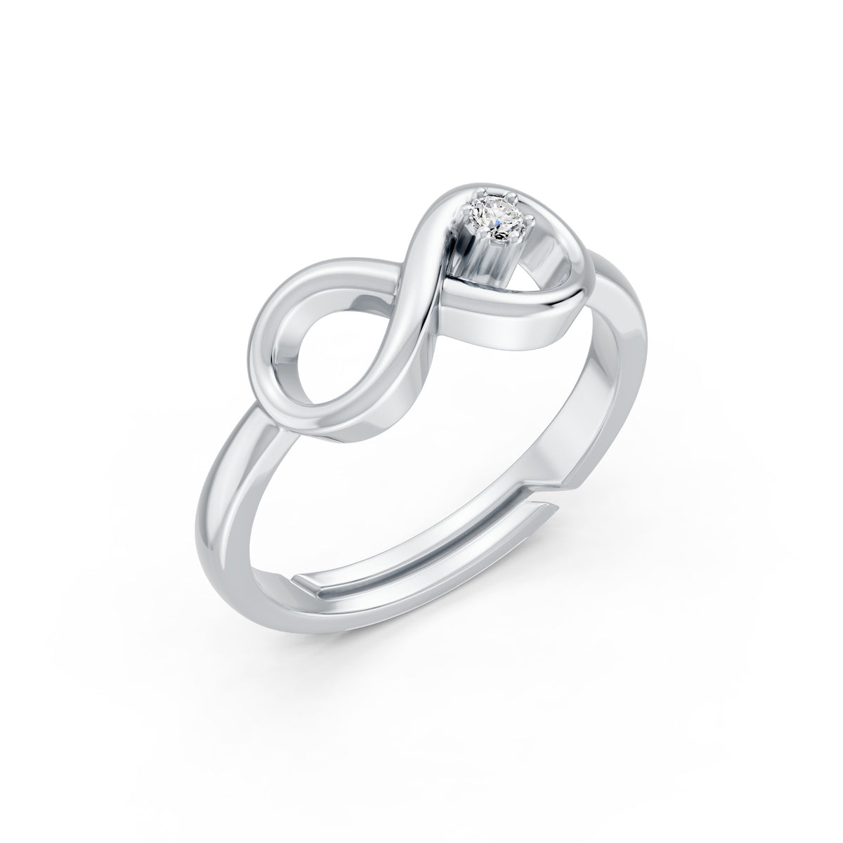 Infinity Loop Solitaire Rhodium Plated Ring