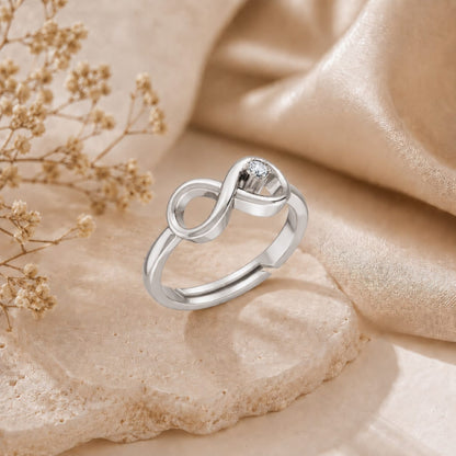 Infinity Loop Solitaire Rhodium Plated Ring