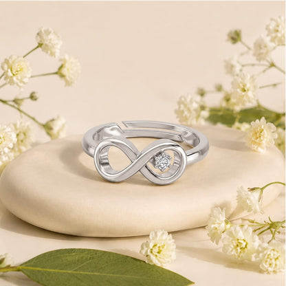 Infinity Loop Solitaire Rhodium Plated Ring