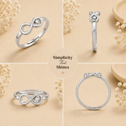 Infinity Loop Solitaire Rhodium Plated Ring