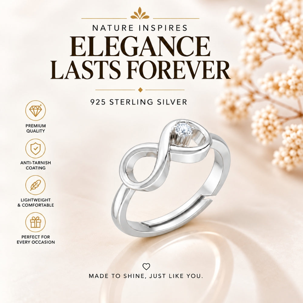 Infinity Loop Solitaire Rhodium Plated Ring