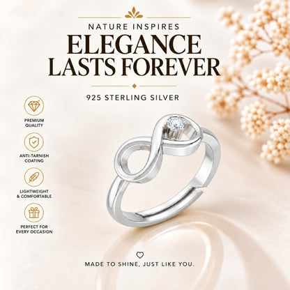 Infinity Loop Solitaire Rhodium Plated Ring