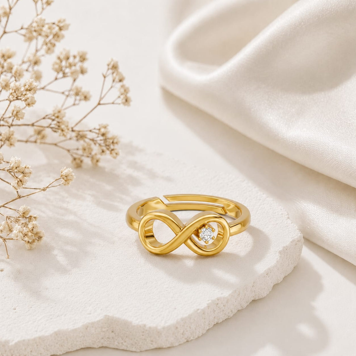 Infinity Loop Solitaire Gold Plated Ring
