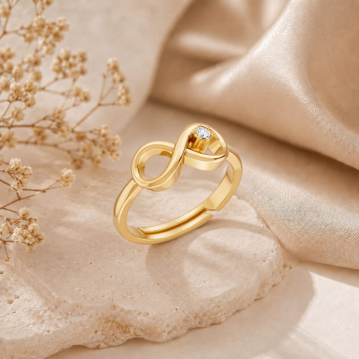 Infinity Loop Solitaire Gold Plated Ring