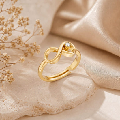 Infinity Loop Solitaire Gold Plated Ring