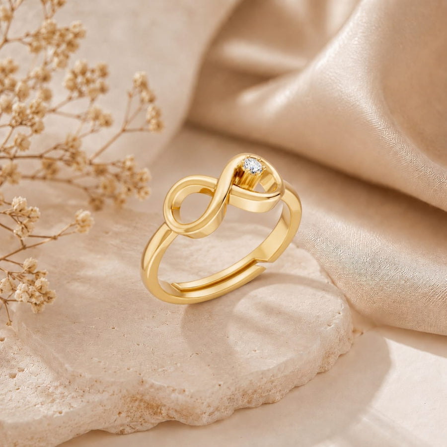 Infinity Loop Solitaire Gold Plated Ring