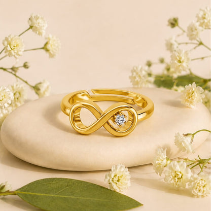 Infinity Loop Solitaire Gold Plated Ring
