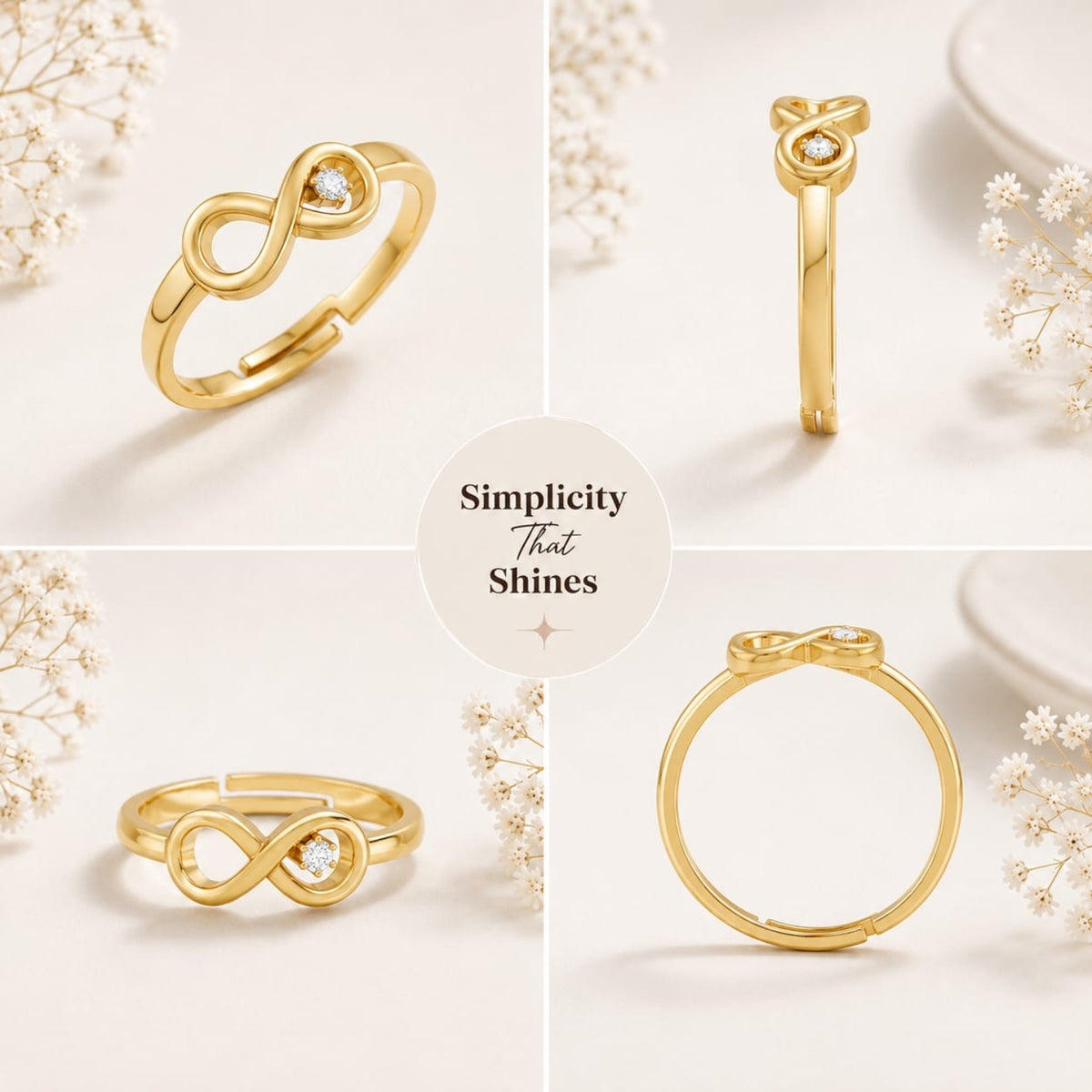 Infinity Loop Solitaire Gold Plated Ring