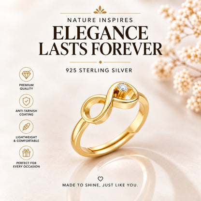 Infinity Loop Solitaire Gold Plated Ring