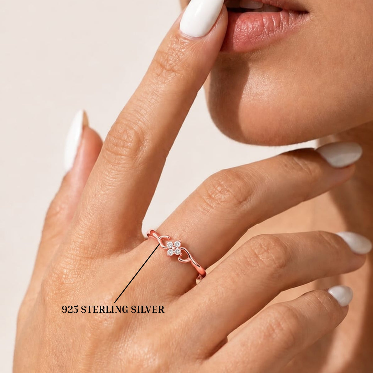 Four-Petal Floral Cluster Rose Gold Plated Ring