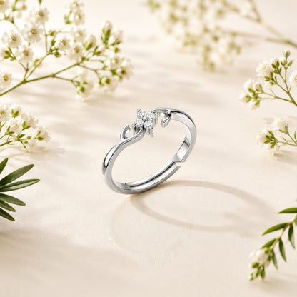 Four-Petal Floral Cluster Rose Gold Plated Ring