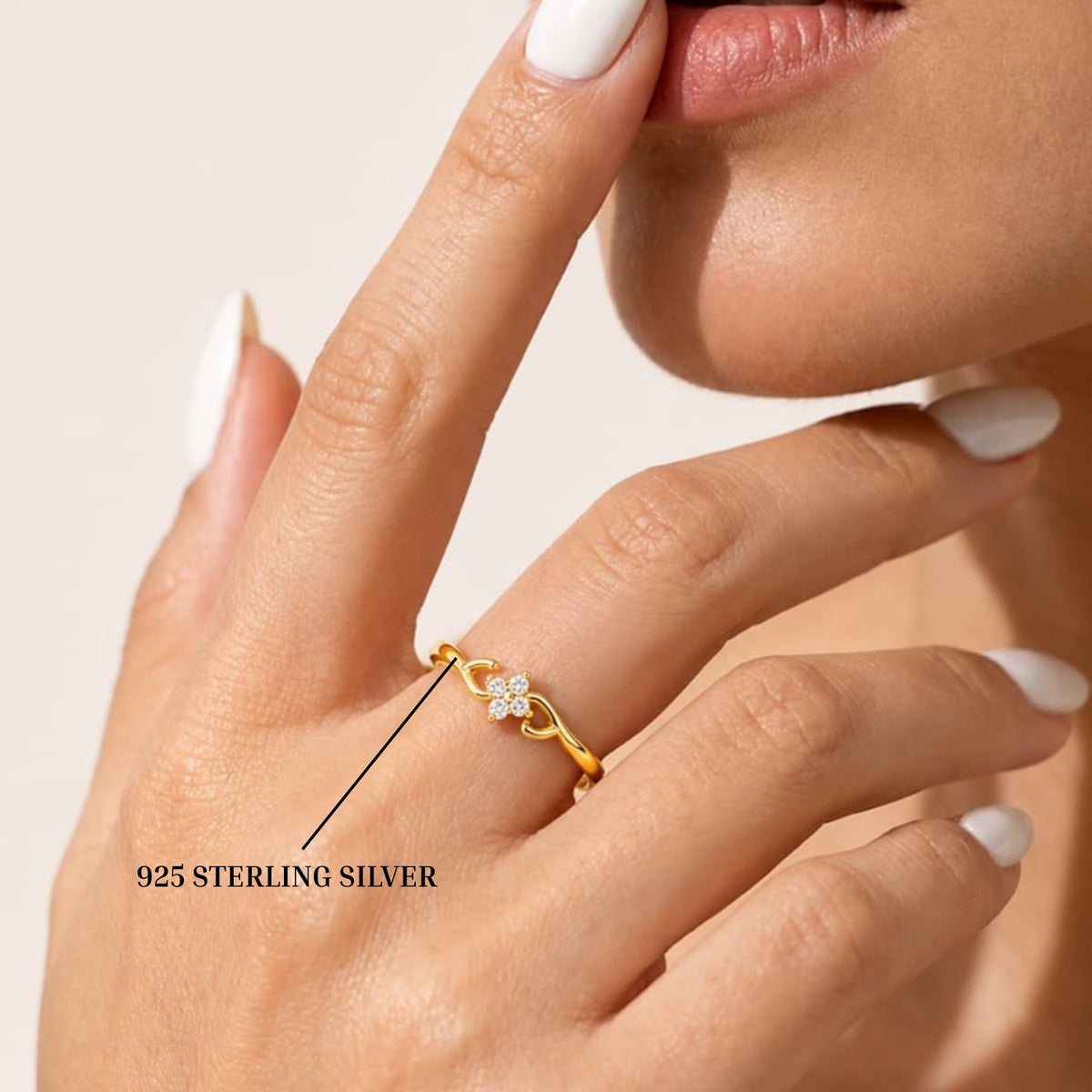 Four-Petal Floral Cluster Gold Plated Ring