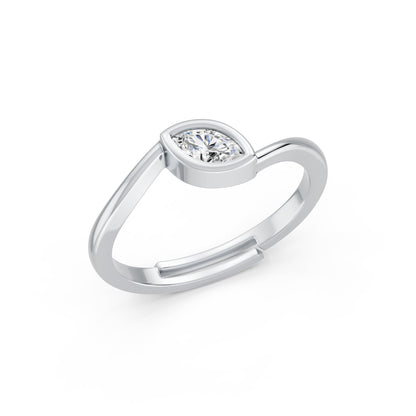 Marquise-Cut Bezel Solitaire Rhodium plated Ring