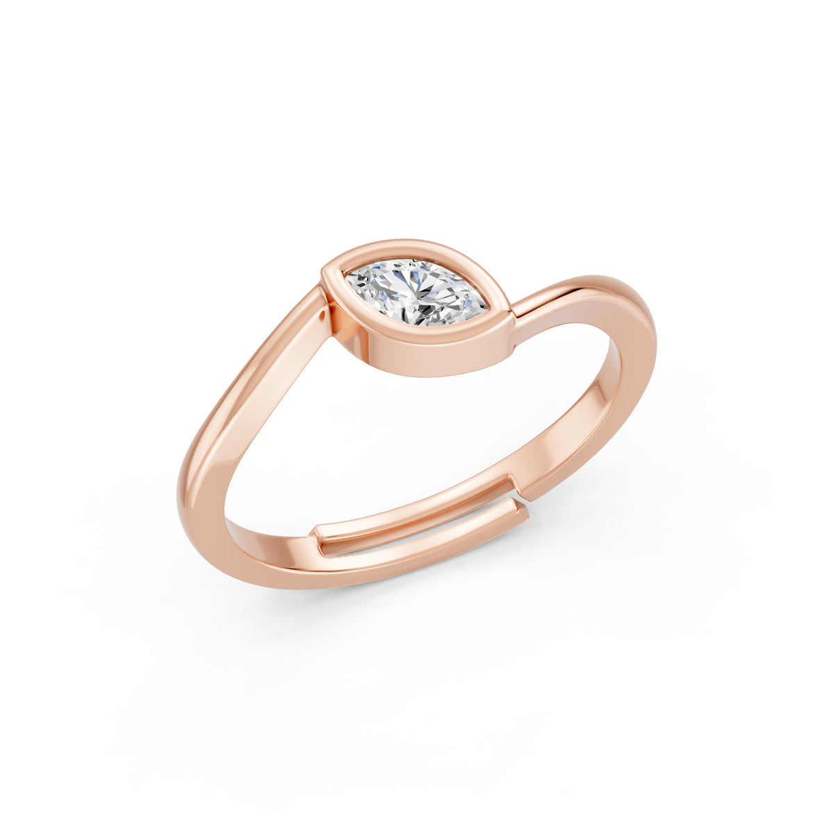 Marquise-Cut Bezel Solitaire Rose Gold plated Ring