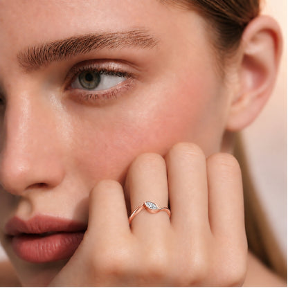 Marquise-Cut Bezel Solitaire Rose Gold plated Ring