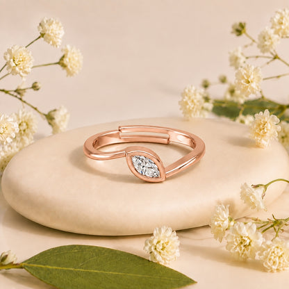 Marquise-Cut Bezel Solitaire Rose Gold plated Ring