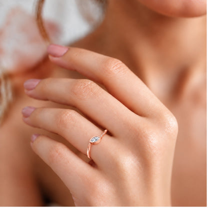 Marquise-Cut Bezel Solitaire Rose Gold plated Ring