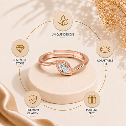 Marquise-Cut Bezel Solitaire Rose Gold plated Ring