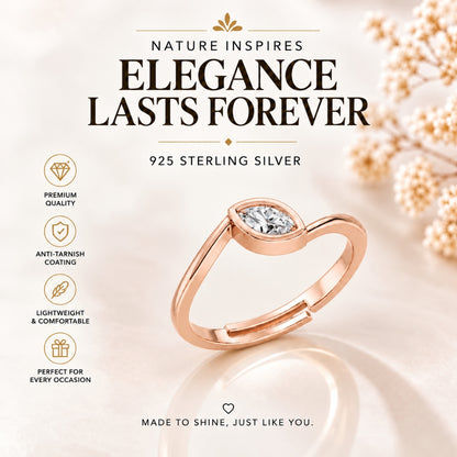 Marquise-Cut Bezel Solitaire Rose Gold plated Ring