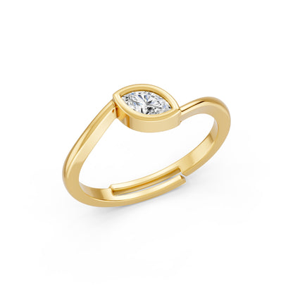 Marquise-Cut Bezel Solitaire Gold plated Ring