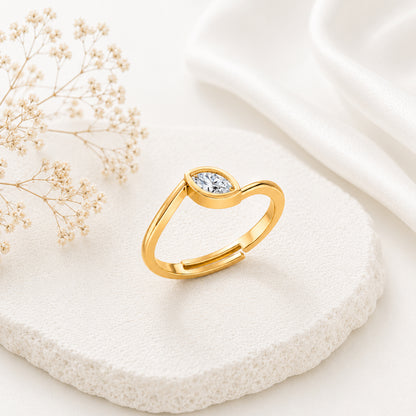 Marquise-Cut Bezel Solitaire Gold plated Ring