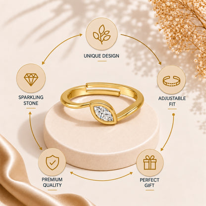 Marquise-Cut Bezel Solitaire Gold plated Ring