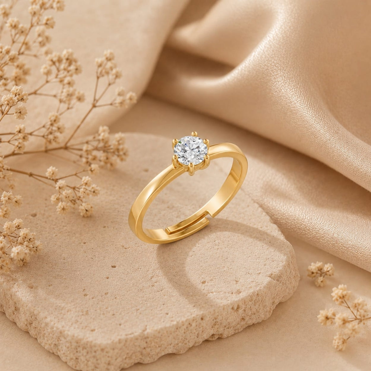 Round-Cut Six-Prong Solitaire Gold Plated 925 sterling silver Ring