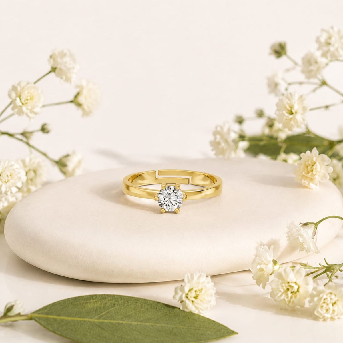 Round-Cut Six-Prong Solitaire Gold Plated 925 sterling silver Ring
