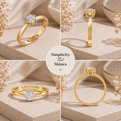 Round-Cut Six-Prong Solitaire Gold Plated 925 sterling silver Ring