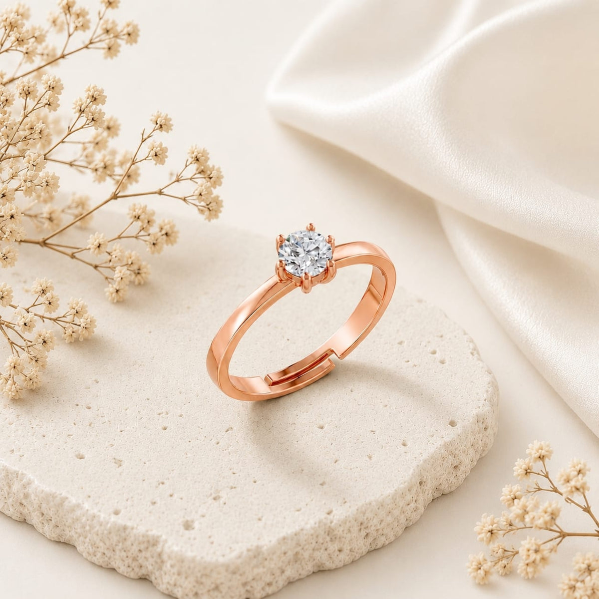 Round-Cut Six-Prong Solitaire Gold Plated 925 sterling silver Ring
