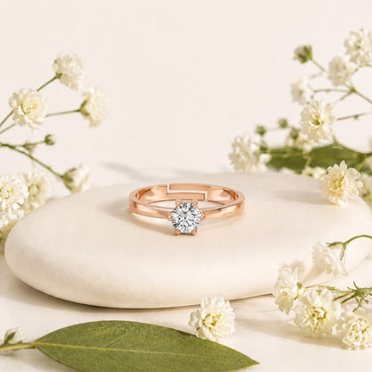 Round-Cut Six-Prong Solitaire Gold Plated 925 sterling silver Ring