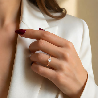 Round-Cut Six-Prong Solitaire Gold Plated 925 sterling silver Ring