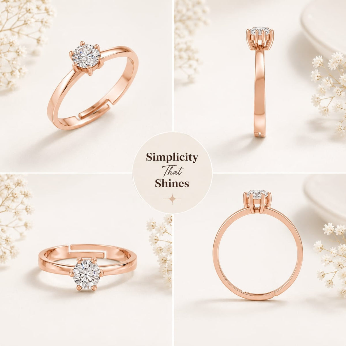 Round-Cut Six-Prong Solitaire Gold Plated 925 sterling silver Ring