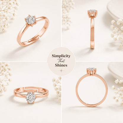 Round-Cut Six-Prong Solitaire Gold Plated 925 sterling silver Ring