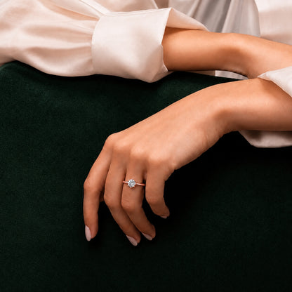 Round-Cut Six-Prong Solitaire Gold Plated 925 sterling silver Ring