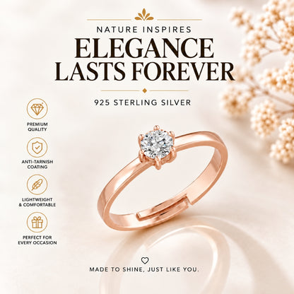 Round-Cut Six-Prong Solitaire Gold Plated 925 sterling silver Ring