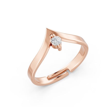 V-Shaped Round Solitaire Rose Gold plated 925 sterling silver Ring