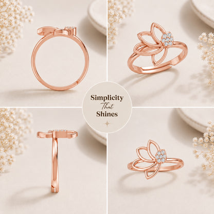 Pavé Teardrop Leaf Rose Gold Plated 925 sterling silver Ring