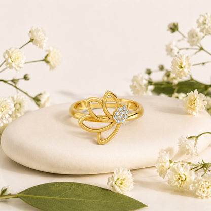 Pavé Teardrop Leaf Gold Plated 925 sterling silver Ring