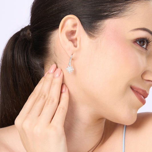 Maira Sterling Silver Frozen Snowflake Drop Earrings